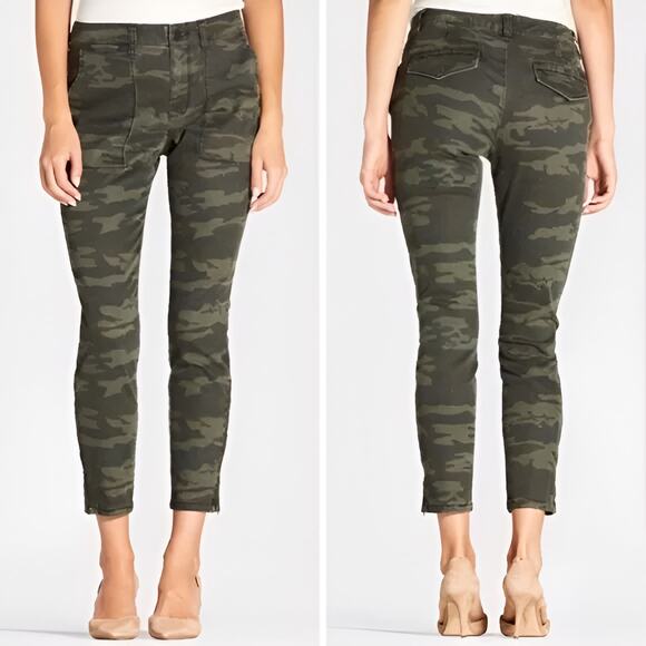 Sanctuary Standard Surplus Camo Ankle Zip Crop Skinny Pants Green Size 29 - Picture 1 of 8
